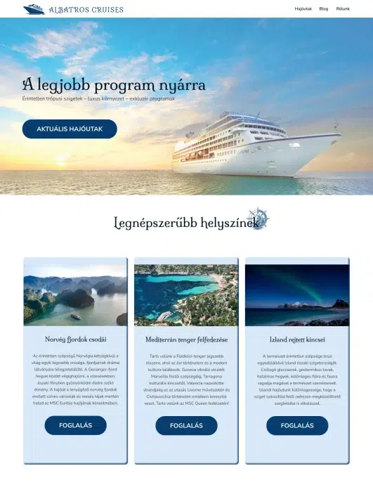 hajout weboldal albatros cruises